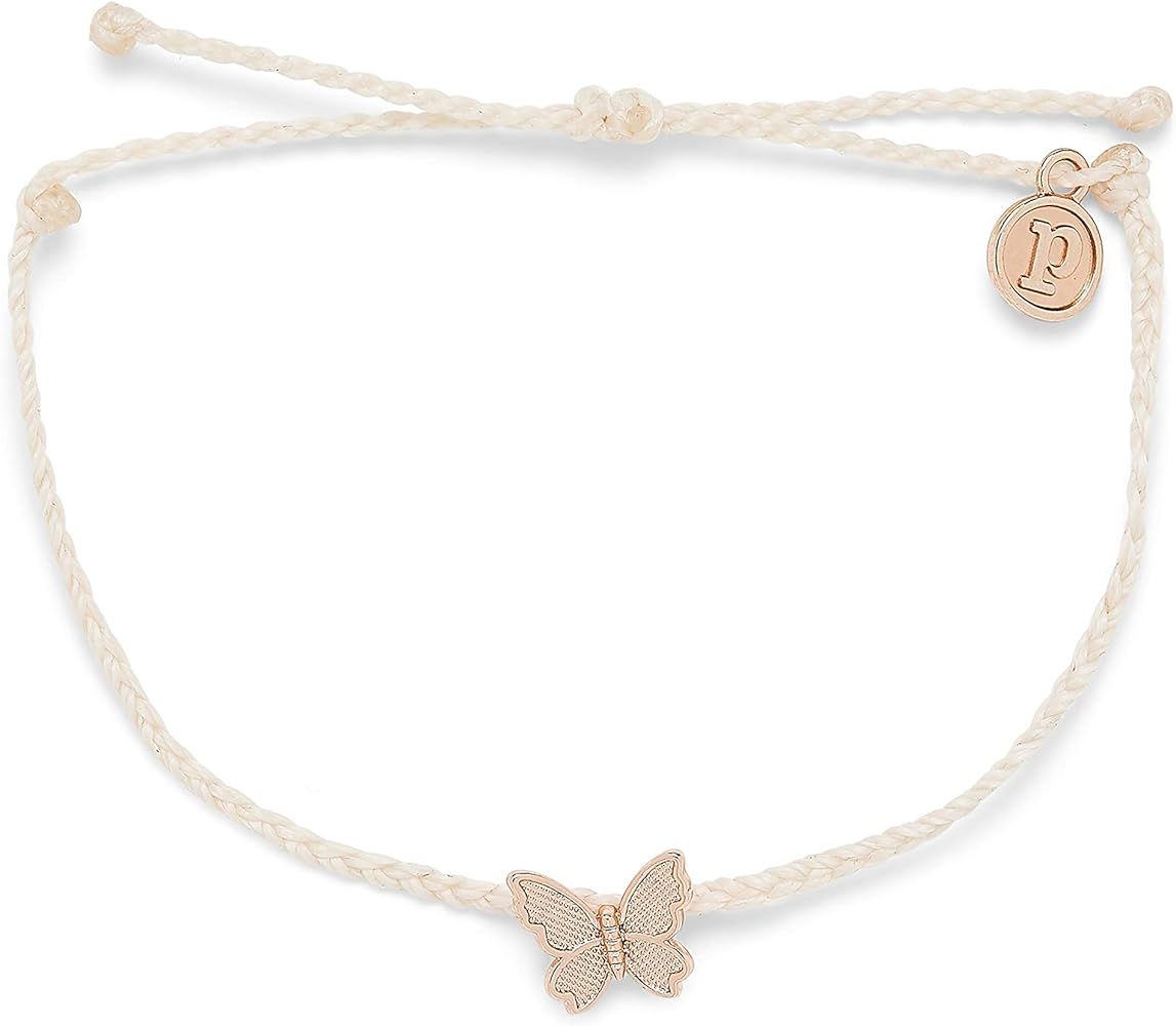 Pura Vida Silver or Rose Gold Butterfly in Flight Bracelet - 100% Waterproof, Adjustable Band - Plated Brand Charm | Amazon (US)