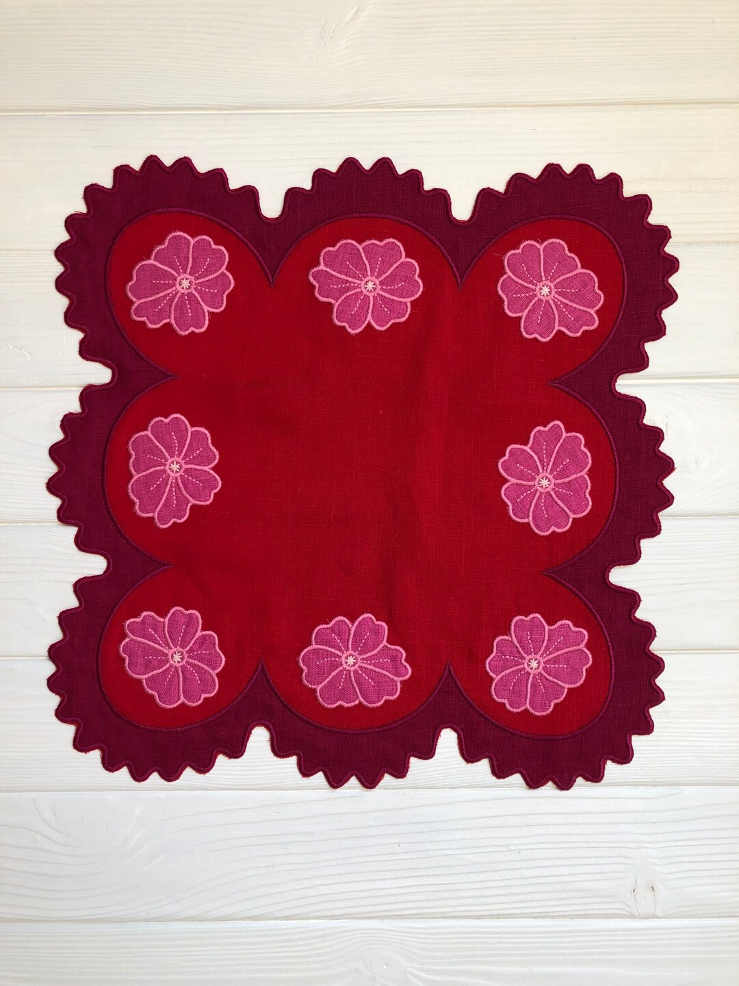 Cutout Cocktail Embroidered Linen Napkins Blossoming - Etsy | Etsy (US)
