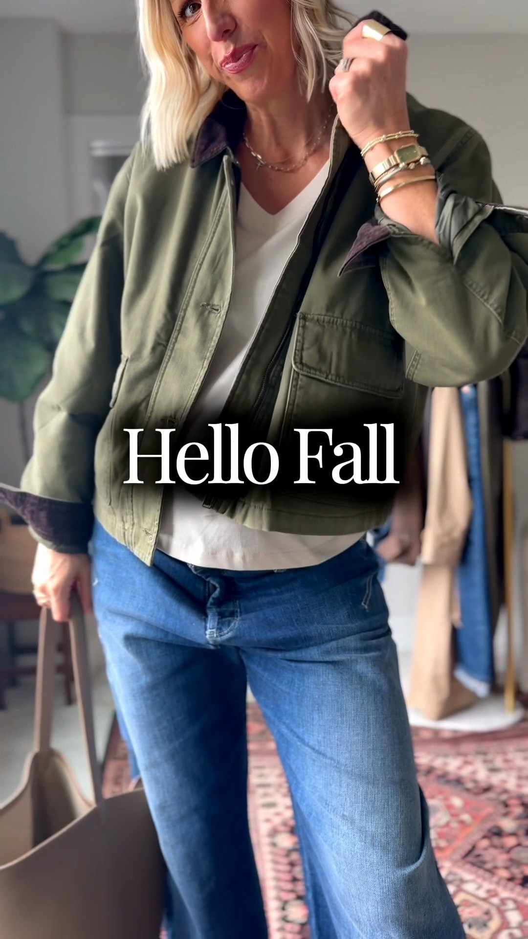 This barn jacket is the perfect everyday layer - to pair with wide leg jeans or layered over a maxi skirt or dress.

￼I’m 5’10” for height reference wearing a size large. Get your true to size 

Use my code: SARAHSTYLE10
for 10% my loafers

#LTKOver40 #LTKmomlife #LTKootd