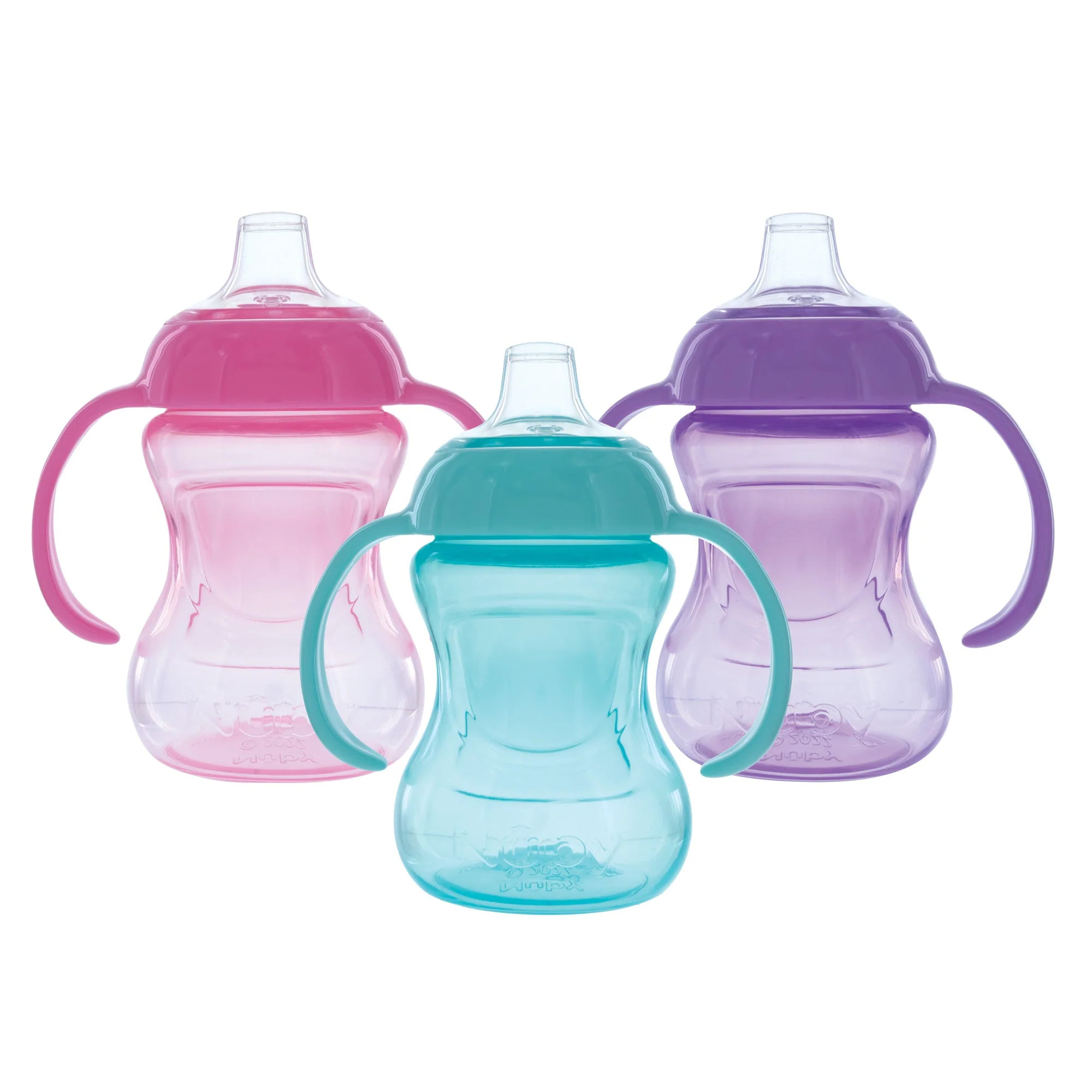 2-Handle Mini Grip N’ Sip Training Sippy Cup (3 Pack) | Pink/Aqua/Purp | Nuby (US)