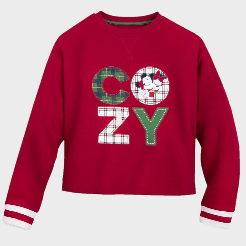 Women's Disney Mickey Mouse Holiday Lodge Lounge Pullover Sweatshirt - Red - Disney Store | Target