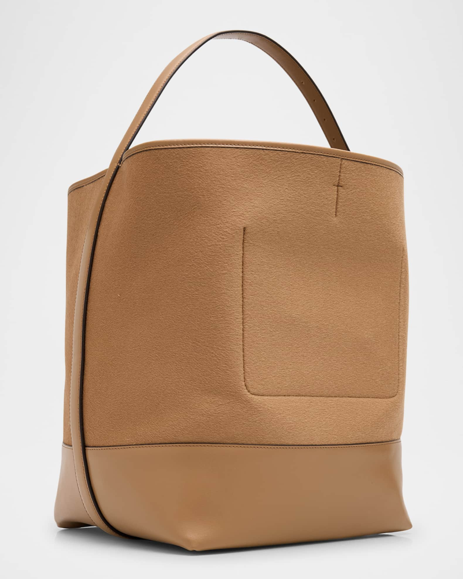 Belted Wool & Leather Tote Bag | Neiman Marcus