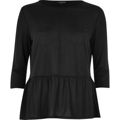 Black soft peplum top | River Island (UK & IE)