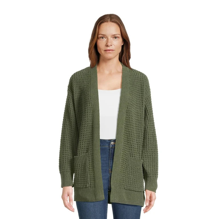 Time and Tru Women's Chenille Waffle Knit Cardigan - Walmart.com | Walmart (US)
