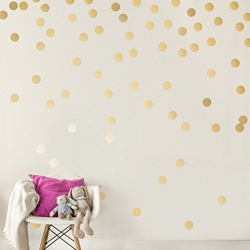 Gold Wall Decal Dots (200 Decals) | Easy Peel & Stick + Safe on Walls Paint | Removable Metallic Vin | Amazon (US)