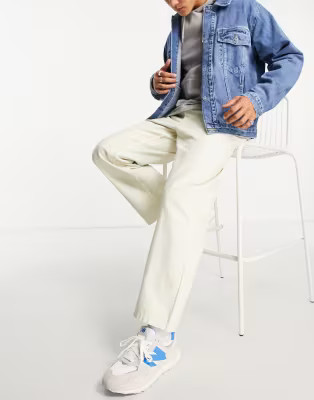 Pull&Bear wide leg pants in ecru | ASOS (Global)