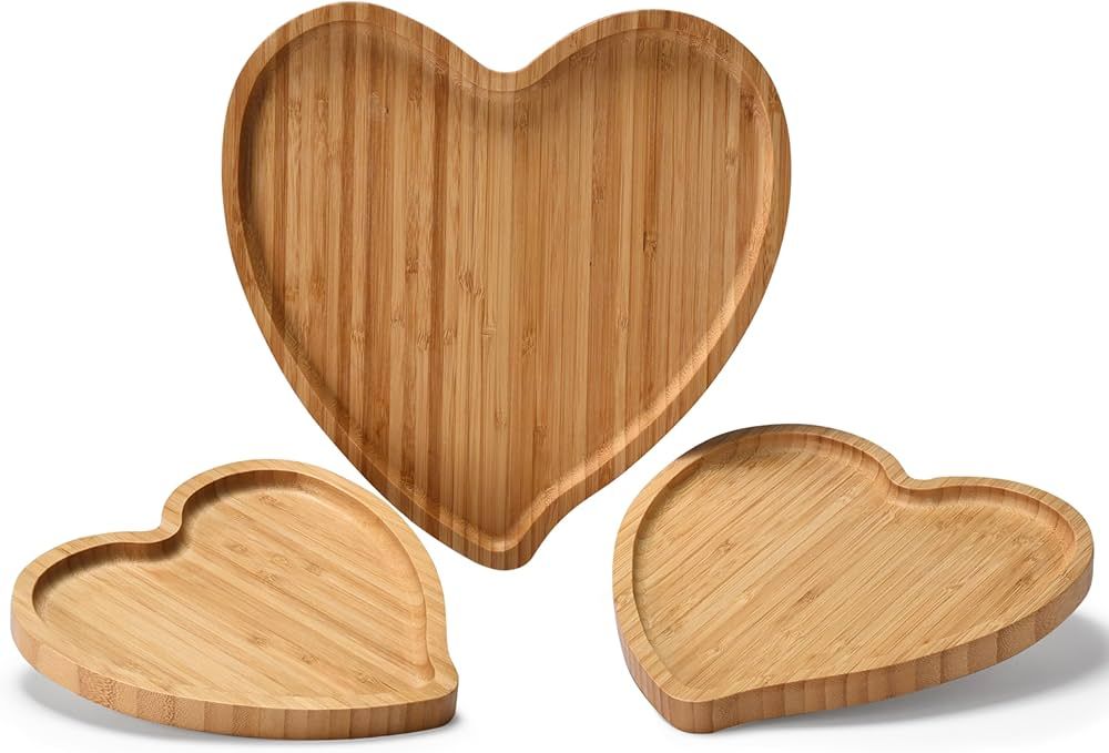 Hallops Heart Charcuterie Board - Bamboo Heart Wood Tray for Food - Heart Cheese Board - Rustic S... | Amazon (US)