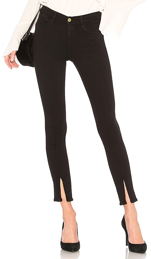 FRAME Le High Skinny Front Split in Black. - size 28 | Revolve Clothing (Global)