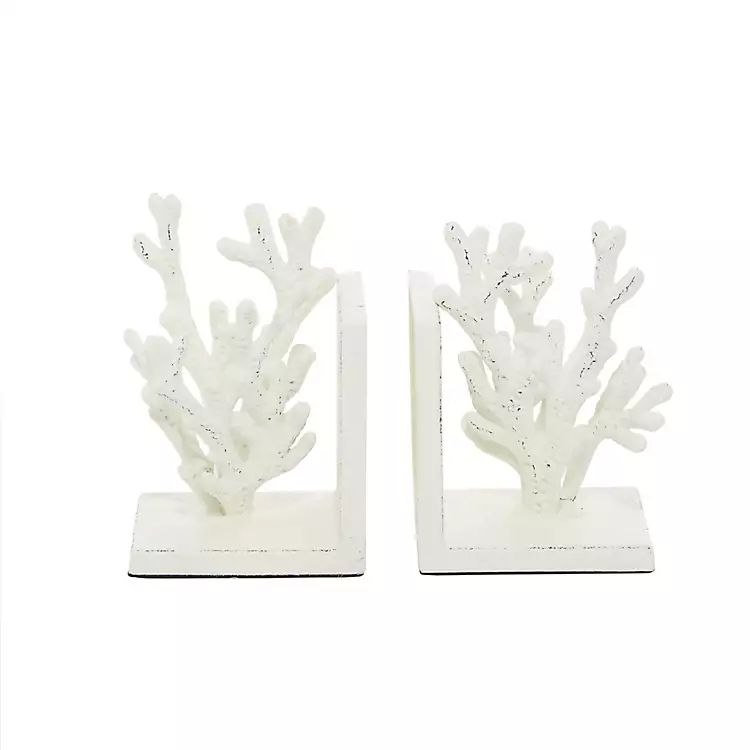 New!White Metal Coral Bookends, Set of 2 | Kirkland's Home
