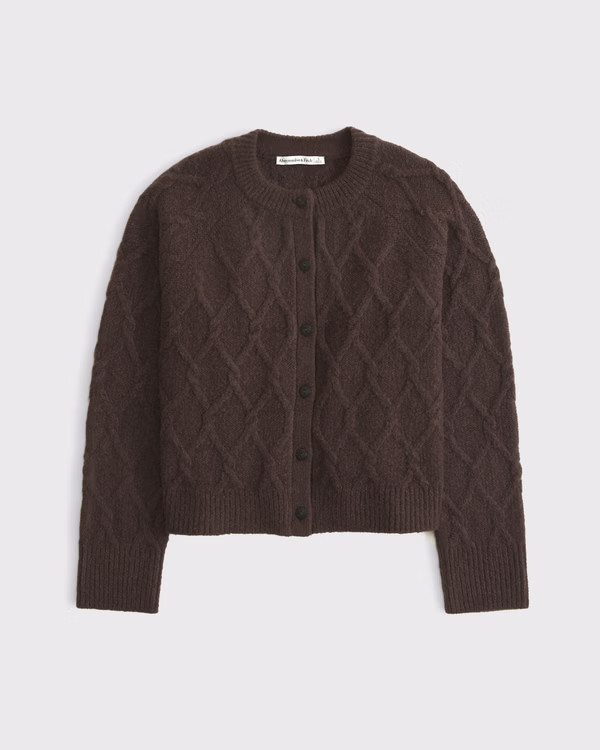 Women's Cable-Knit Crew Cardigan | Women's Tops | Abercrombie.com | Abercrombie & Fitch (US)