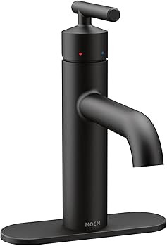 Moen Gibson Matte Black One-Handle Single Hole Modern Bathroom Sink Faucet with Optional Deckplat... | Amazon (US)