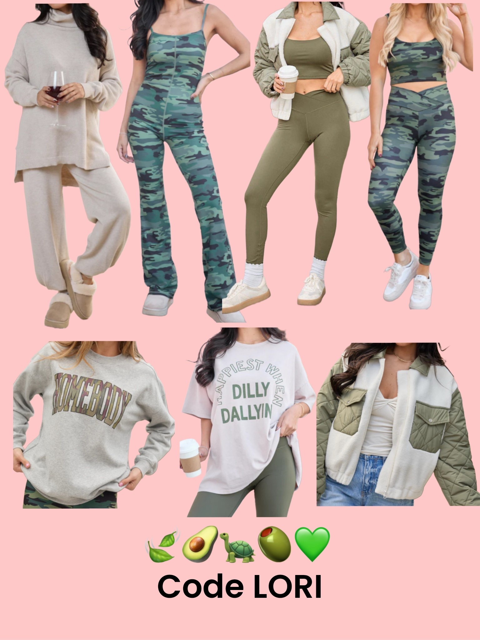 Camo and neutrals! I actually have the “homebody” sweater in a medium and love it!! Describes me perfectly 😅

#LTKGiftGuide #LTKSeasonal #LTKootd