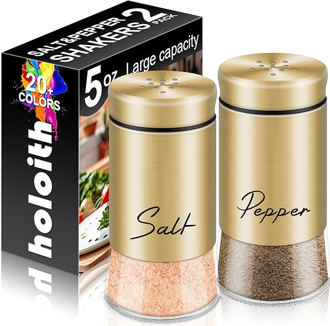 Gold Salt and Pepper Shakers Set, 5 oz Modern Farmhouse Kitchen Decor and Accessories for Restaur... | Amazon (US)