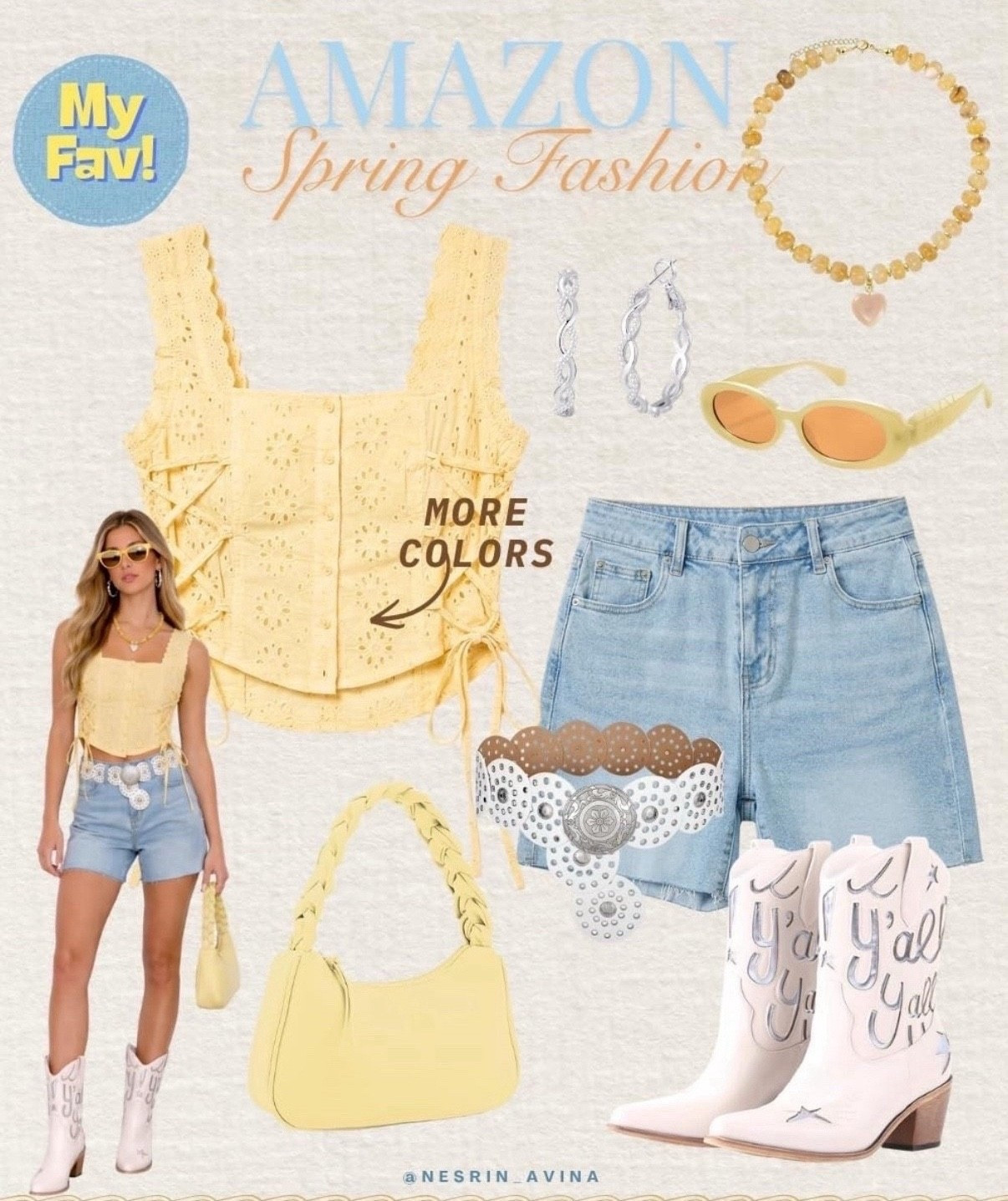 amazon favorites 
country concert

jeans shorts
 denim shorts 
yellow 