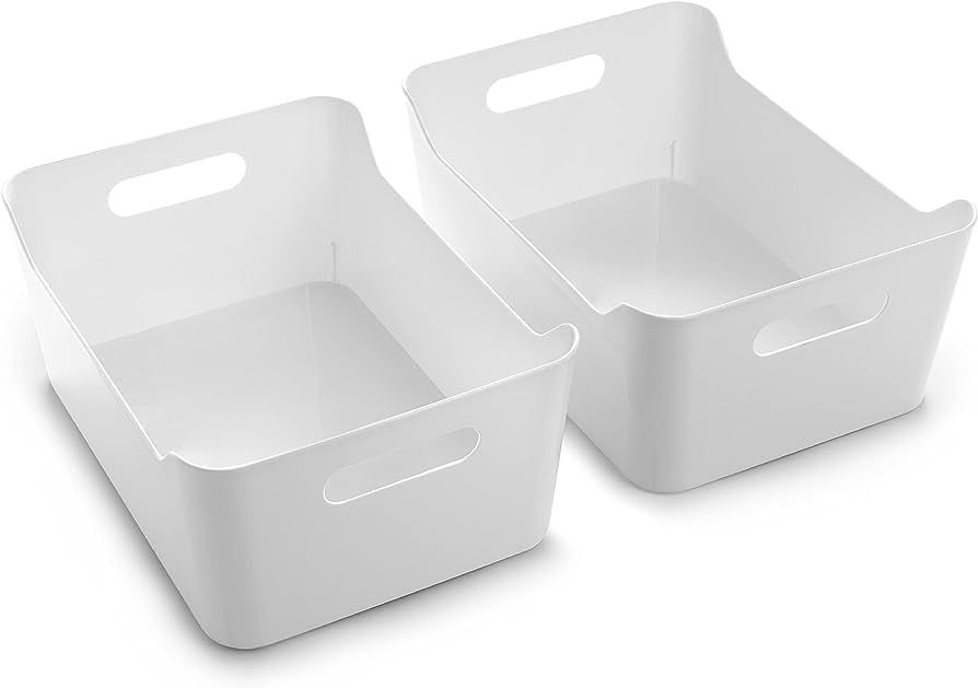 BINO | Plastic Storage Bins, Large - 2 Pack, White | THE SOHO COLLECTION | Pantry Organizers and ... | Amazon (US)