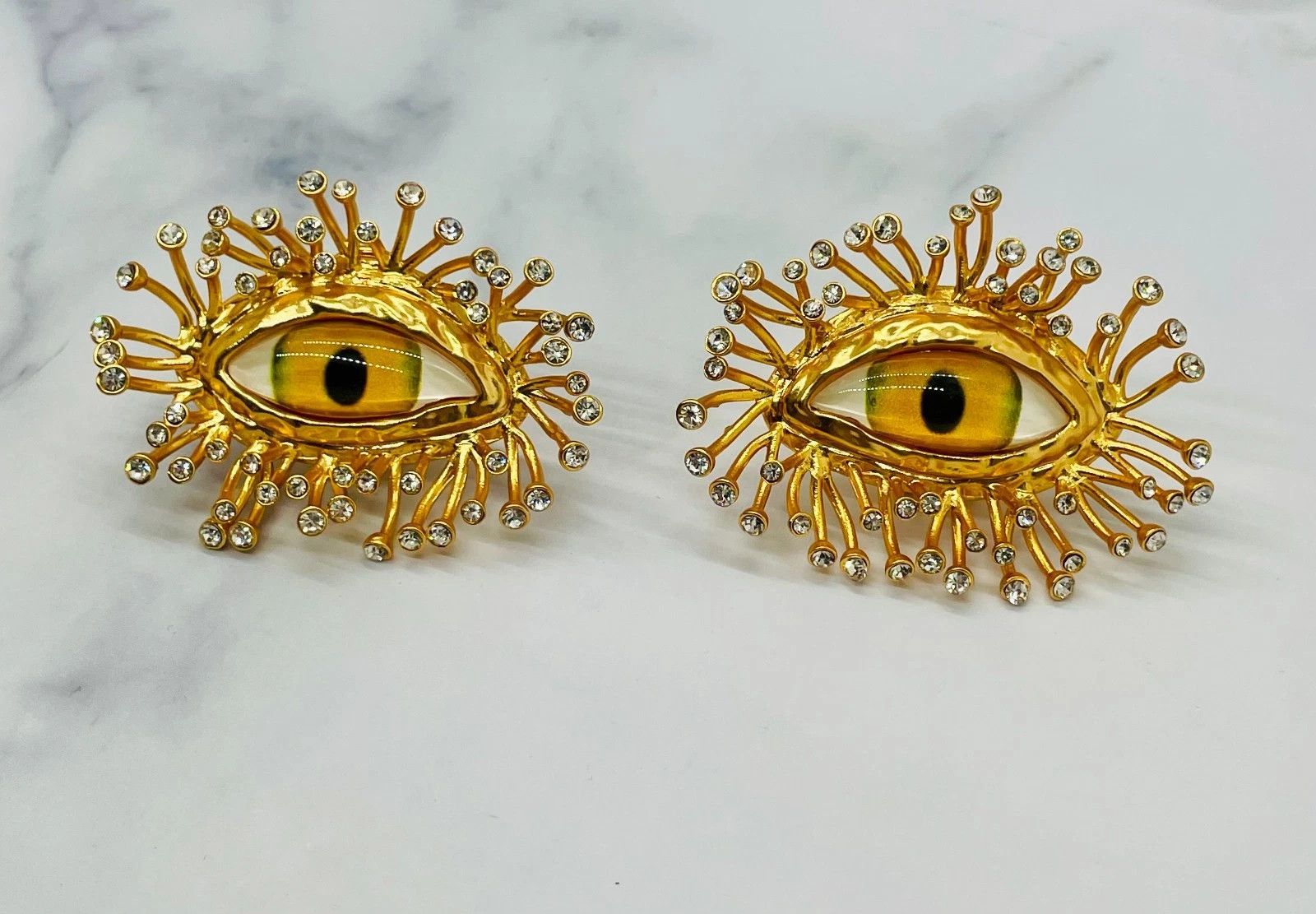 Auth SCHIAPARELLI Eye Rhinestone Hoop Earrings - Pre owned / LZ5923 | eBay | eBay US