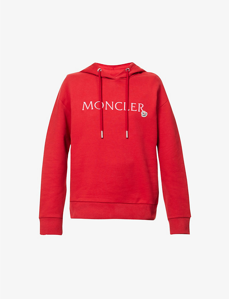 Logo-embroidered ribbed-trim cotton hoody | Selfridges