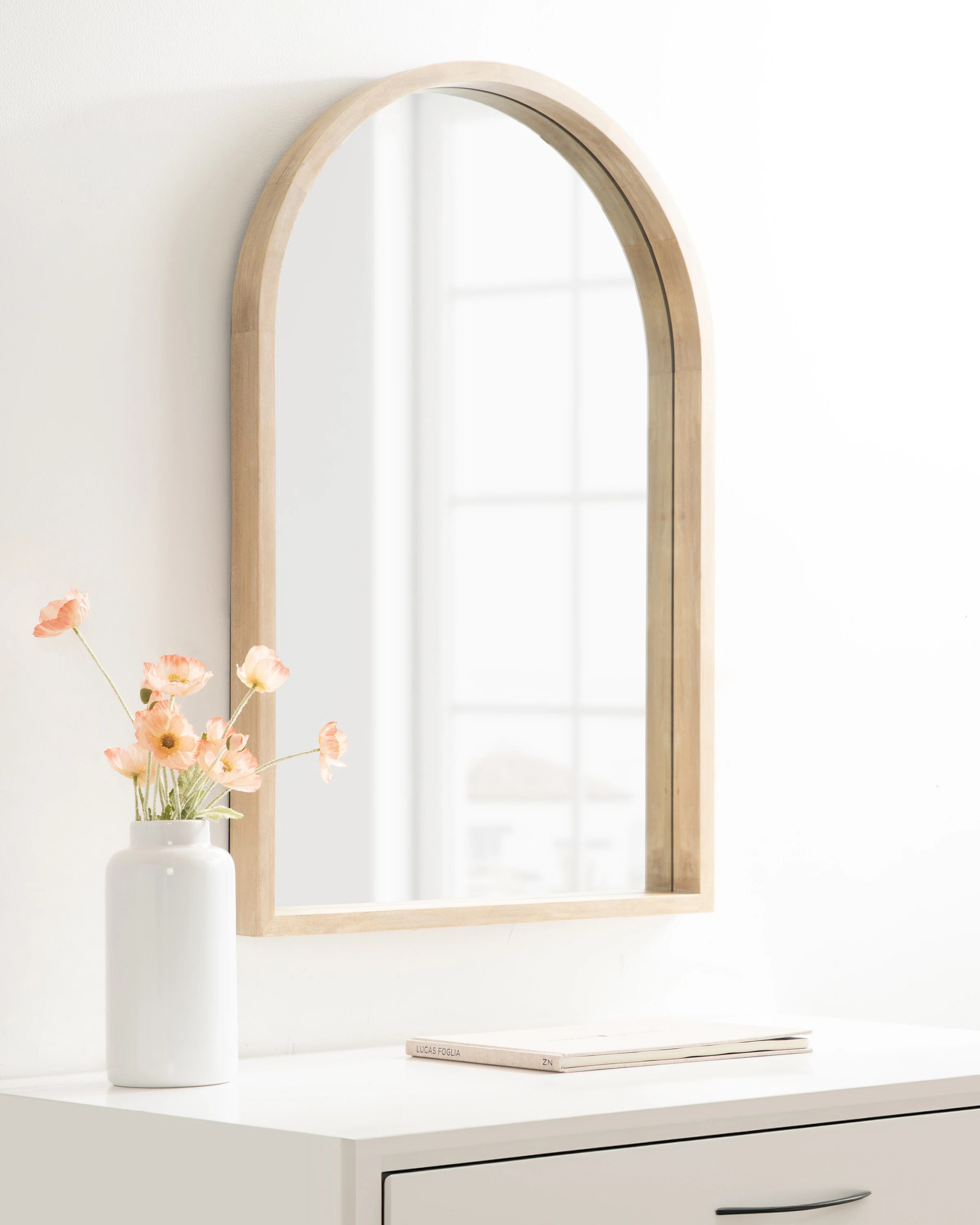 Skyeler Modern Wood Arched Accent Mirror | Wayfair North America