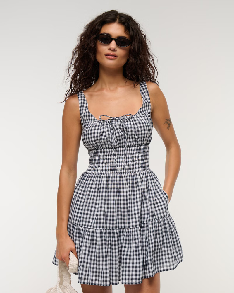 Women's Smocked Tie-Front Mini Dress | Women's Vacation Shop | Abercrombie.com | Abercrombie & Fitch (US)