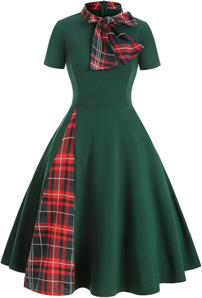 Christmas Plaid Shirt Dresses for Women Roll-Up Sleeve Midi Plaid Shirt Dress with Removable Belt... | Amazon (US)