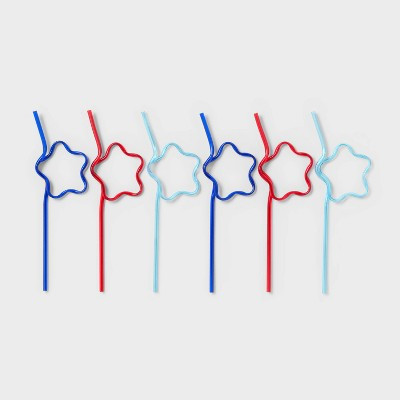 6ct 4th of July USA Star Shaped Straws - Spritz™ | Target
