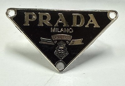 Prada Triangle Metal Logo Black Plate 1.5" Long Vintage | eBay US
