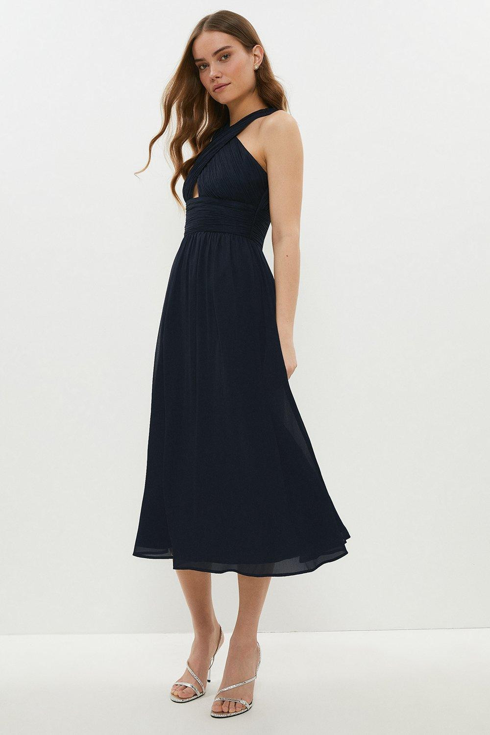 Cross Over Halter Neck Chiffon Midi Dress | Coast UK & IE