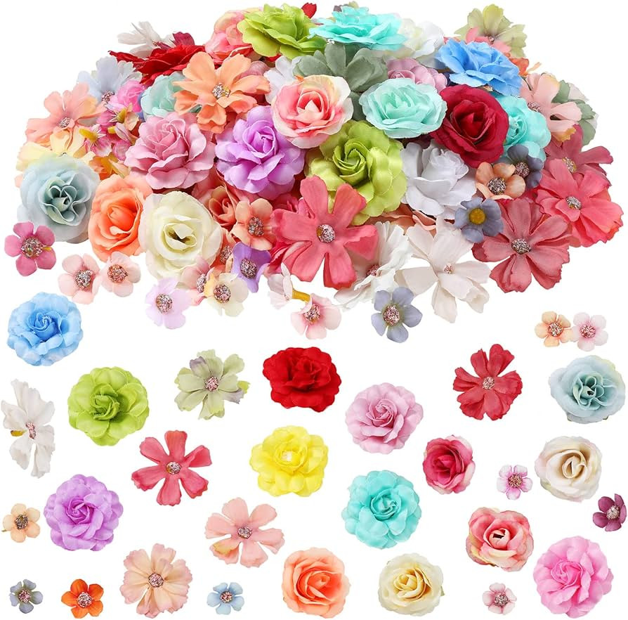 300 Pcs Faux Flower Heads Silk Artificial Plum Blossom Heads DIY Fake Mini Flowers Assorted Silk ... | Amazon (US)