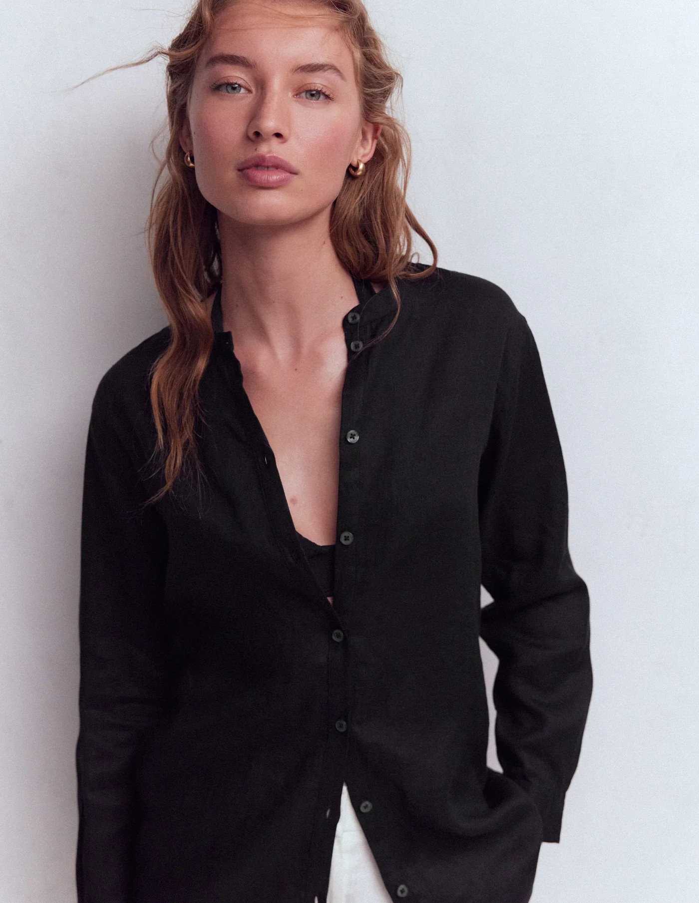 Longline Linen Shirt-Black | Boden UK