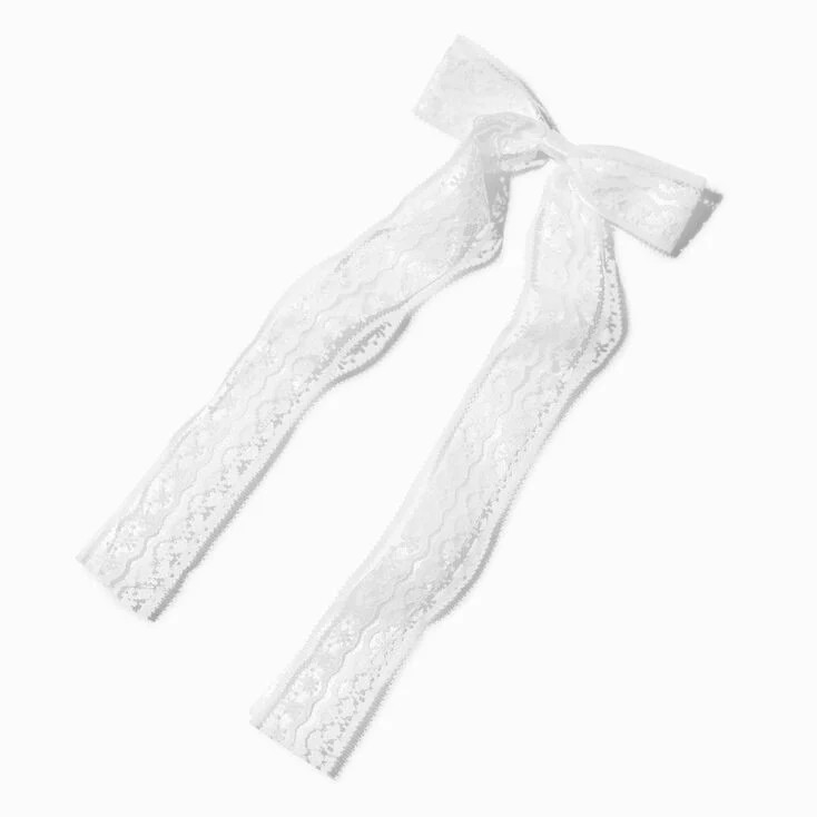 White Lace Satin Hair Bow Clip | Claire's (UK)