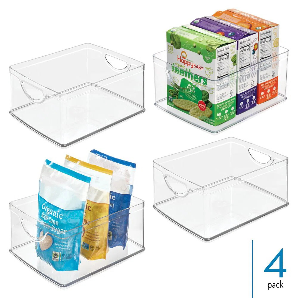 iDesign Plastic Stackable Pantry Bin with Handles - Set of 4 - Clear (Set of 4) | Wayfair North America