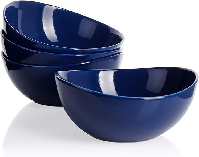Sweese 103.403 Porcelain Bowls - 28 Ounce for Cereal, Salad and Desserts - Set of 4, Navy | Amazon (US)