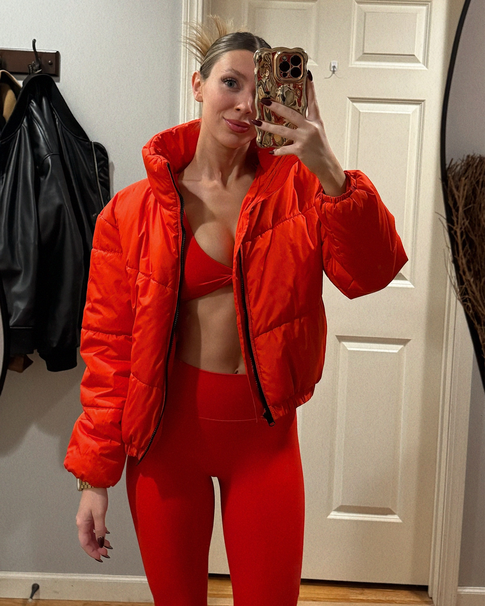 All Red Workout Set♥️🍒 all from Amazon wearing size XS & puffer jacket in a M

#LTKActive #LTKHoliday #LTKFindsUnder100