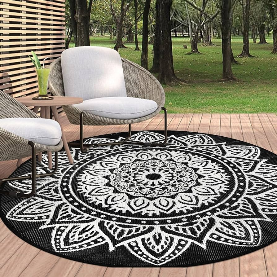famibay Round Outdoor Rugs for Patios, 6 Ft Round Outdoor Rug Waterproof Round Patio Rug Outdoor ... | Amazon (US)