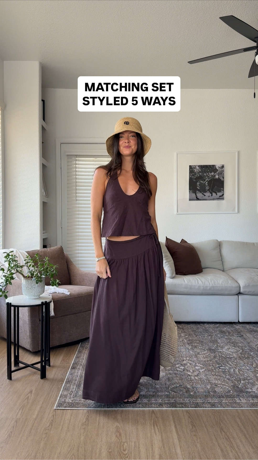 Styling this matching set for summer! I am 5’7” and wear a size XS in the set. It fits well, but this brand generally runs a tad big in their skirts and dresses, so if you’re in between sizes I recommend going with the smaller size! I wear XS at free people and Abercrombie, and small at Aritzia! Jeans are my usual size 25!
