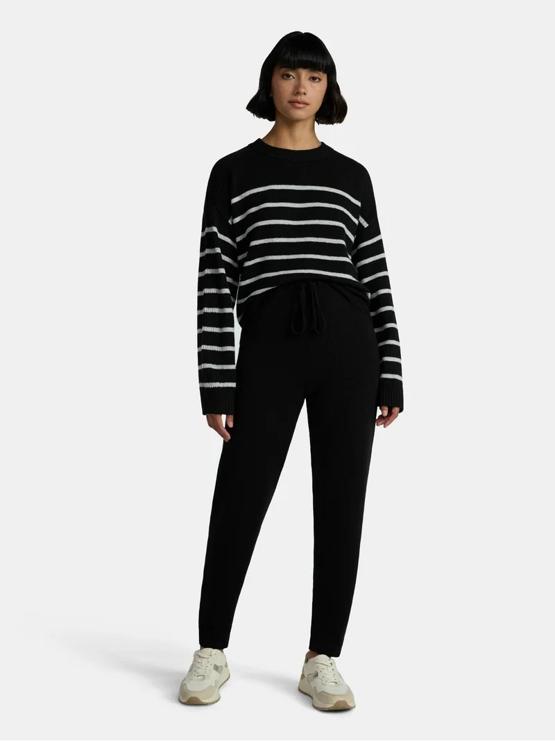 Time and Tru Women's Striped Sweater and Jogger Pants Set, Sizes XS-XXXL | Walmart (US)