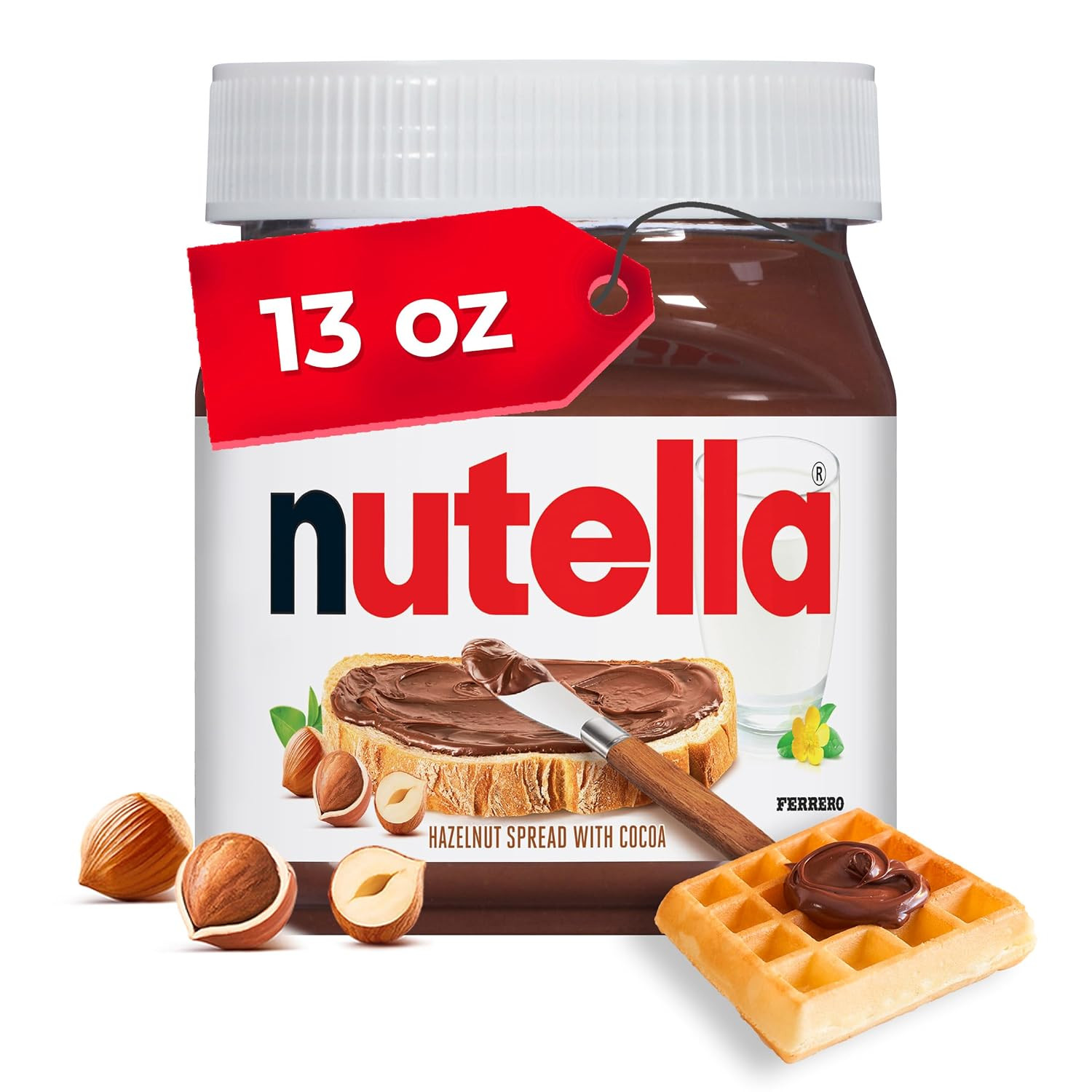 Nutella Hazelnut Spread with Cocoa for Breakfast, Holiday Baking and Desserts, 13 Oz. (Pack of 1) | Amazon (US)