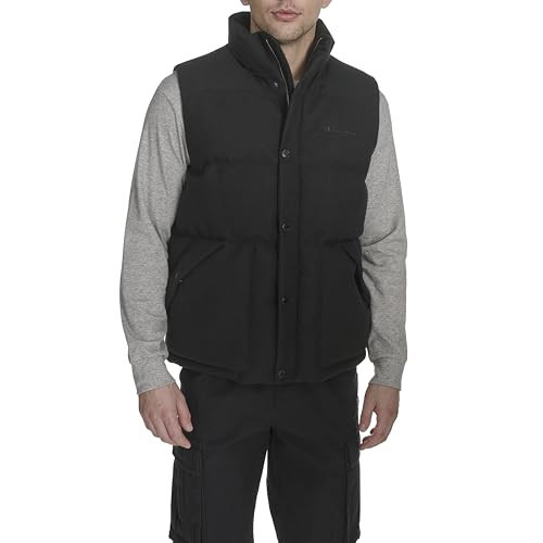 Champion Men's Puffer Vest With Name Logo, Black Wool Blend, Small | Amazon (US)