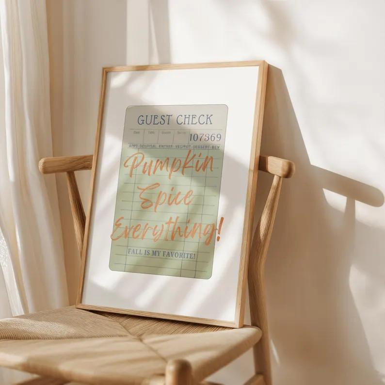 Pumpkin Spice Everything Guest Check Print, Autumn Kitchen Art, Digital PNG Download | Etsy (Global)
