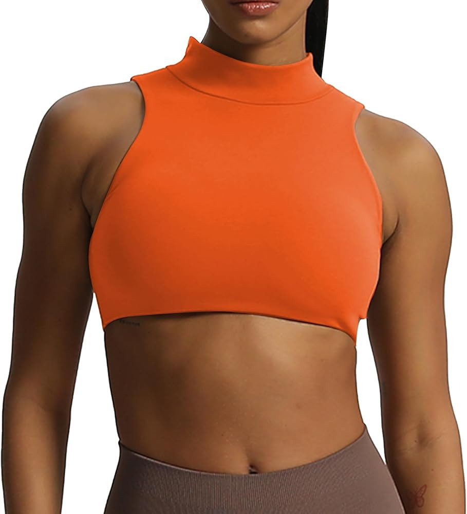 Aoxjox Women's Kim Cutout High Neck Tank Top Workout Sports Bras Fitness Padded Training Gym Bra ... | Amazon (US)