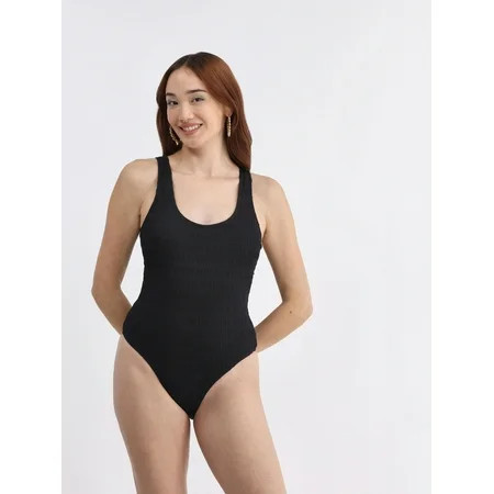 No Boundaries Women s and Women s Plus Scoop Neck Smocked One Piece Swimsuit Sizes XXS-XXL | Walmart (US)