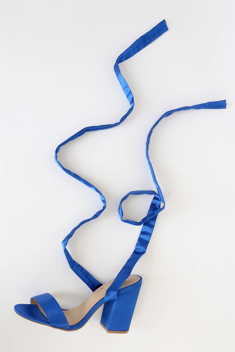 Alta Blue Satin Lace-Up Heels | Lulus