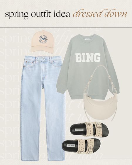 Spring outfit idea 🤍 Anine Bing sweatshirt, light was jeans, slide sandals 

#LTKfindsunder50 #LTKfindsunder100 #LTKstyletip