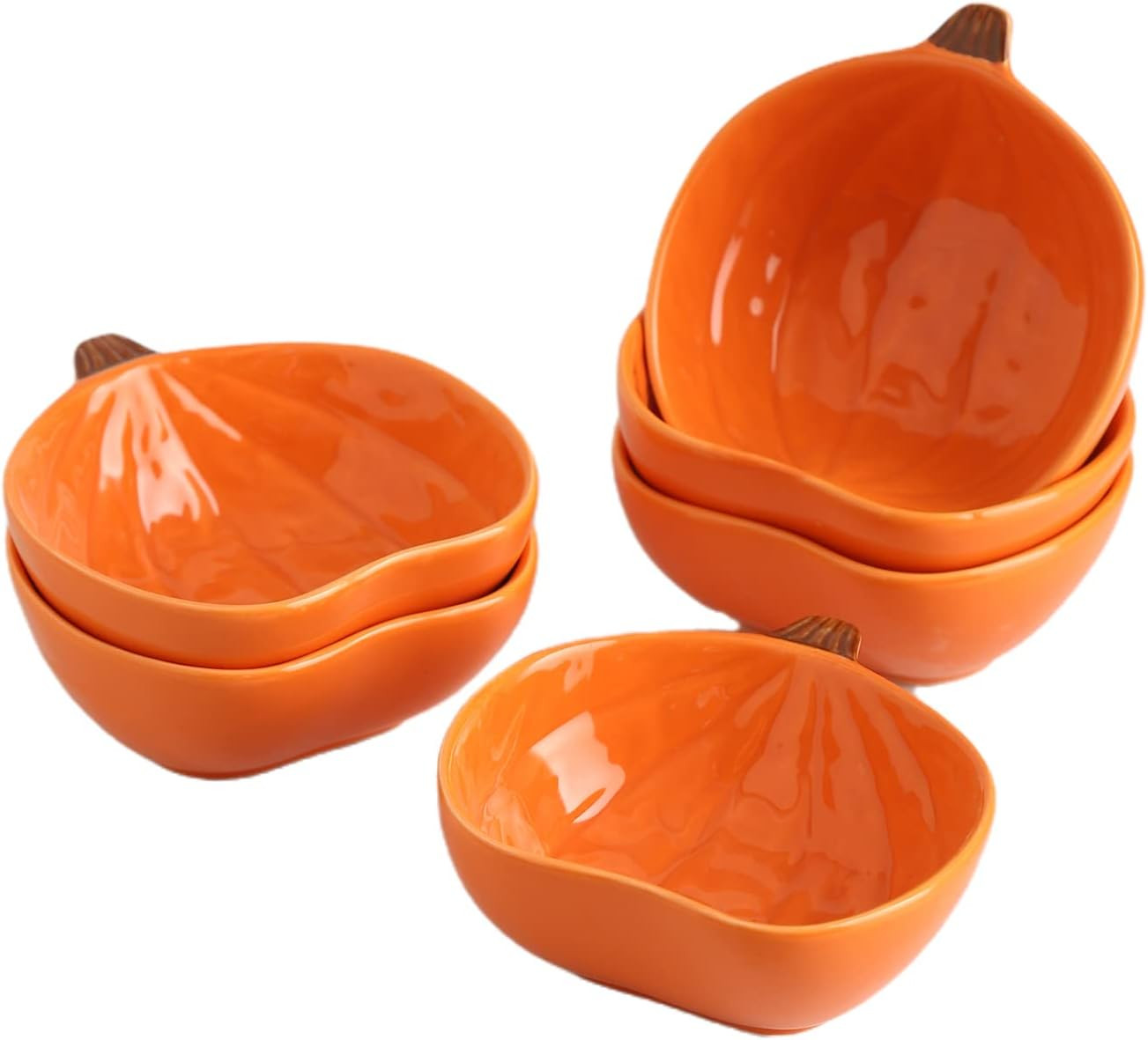 Orange Pumpkin Bowls, 6 oz Ceramic Ramekins, Set of 6 | Amazon (US)