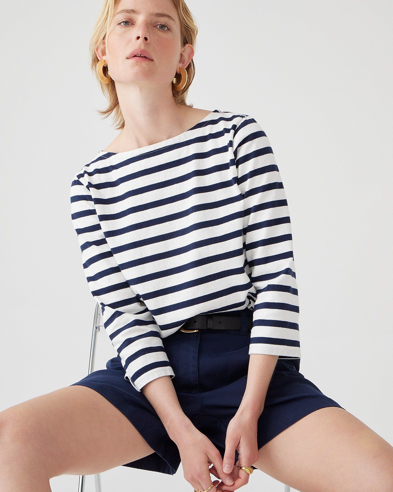 Classic-fit boatneck T-shirt in stripe | J.Crew US