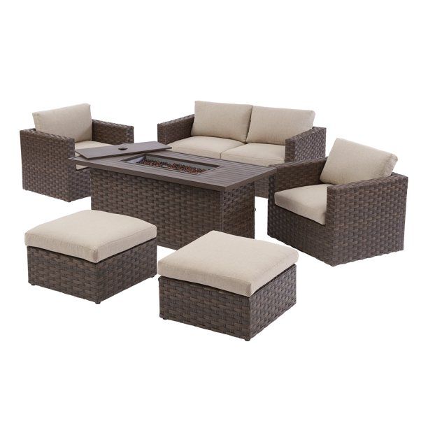 Better Homes & Gardens Harbor City Patio Fire Pit Dining Table | Walmart (US)
