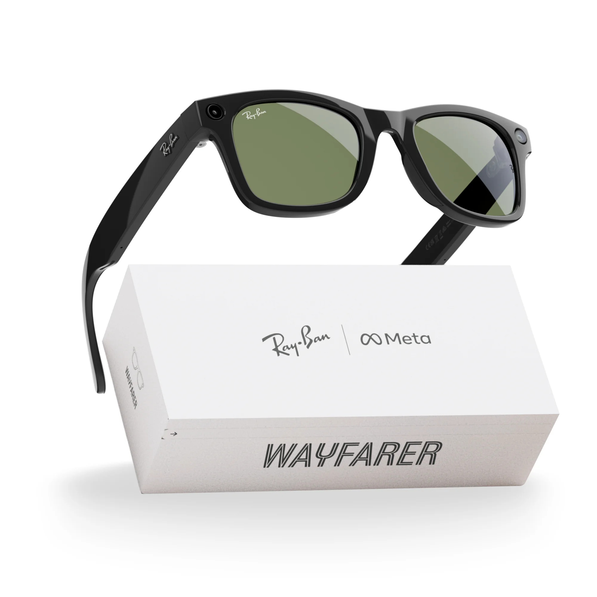 Ray-Ban Meta, Wayfarer Glasses with Meta AI, Audio, Photo, Video Compatibility, Shiny Black, Gree... | Walmart (US)