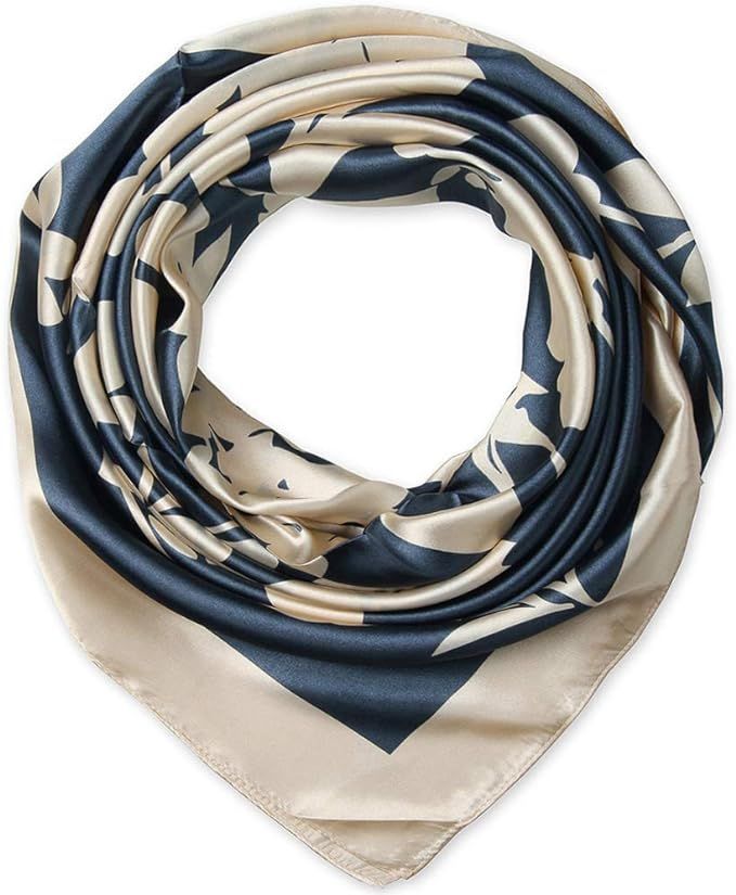 35 x 35 Women Square Silk Like Hair Scarf Head Sleeping Wrap Satin Headscarf | Amazon (US)