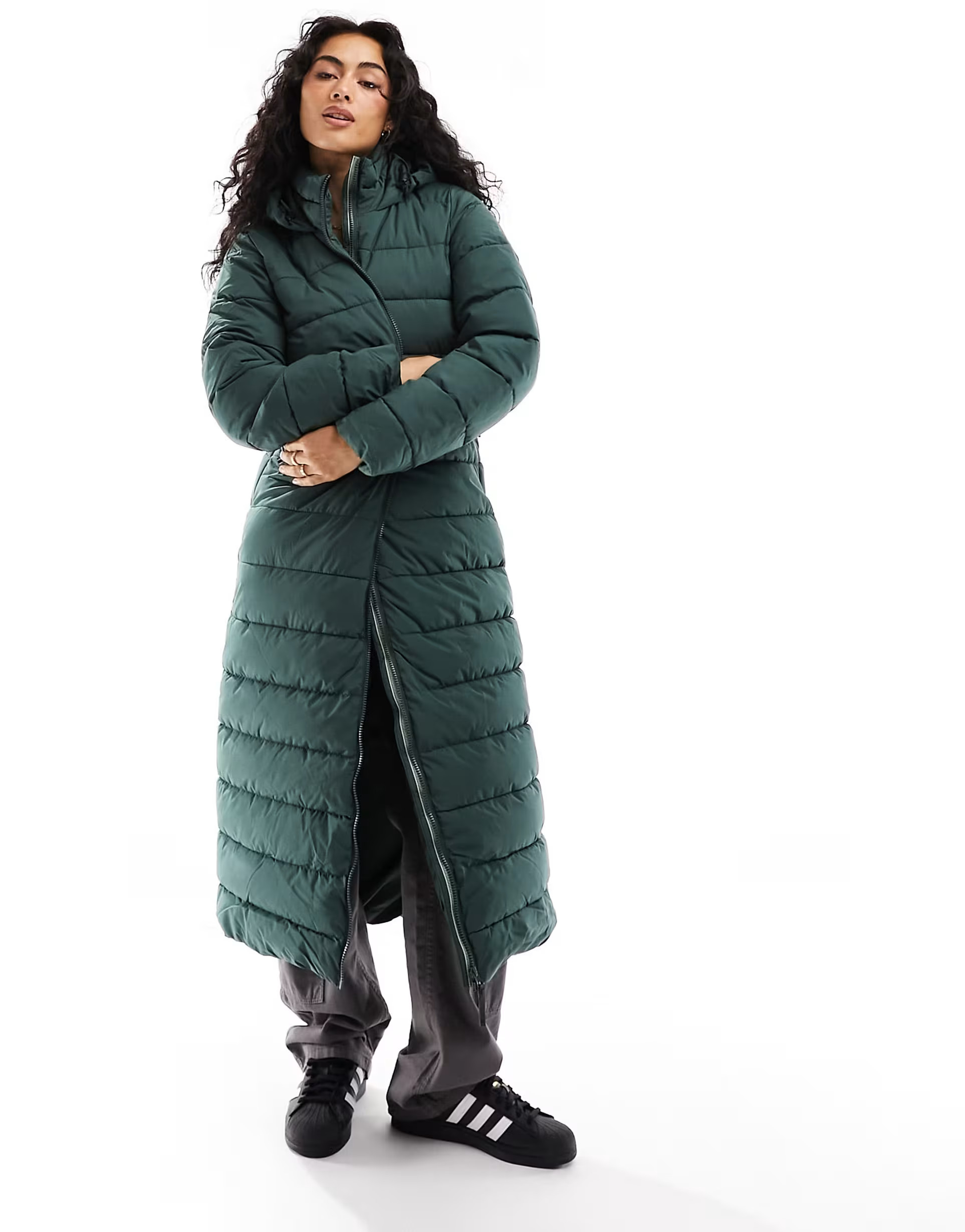 Regatta Quilted long Jacket in dark green | ASOS (Global)
