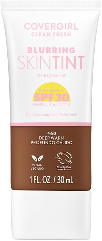 COVERGIRL Clean Fresh Blurring Skin Tint with SPF 30, 460 Deep Warm, Liquid Foundation, Soft Matt... | Amazon (US)